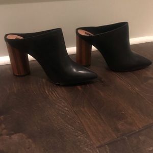 BCBG MaxAzria Black Leather Mules